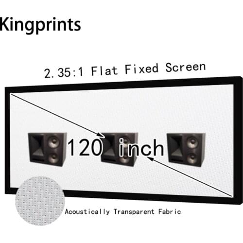 HD 120inch 2.35:1 AT Audio Transparent Projector Screen With 80mm Fixed Frame For Home Sound System