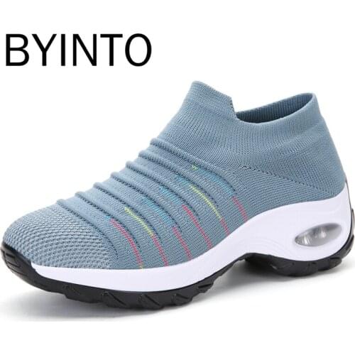 Size 35-42 Platform Women Tennis Sport Shoes Air Cushion Chunky Bottom Mesh Sock Sneakers Slip-on Female Trainers Tenis Feminino