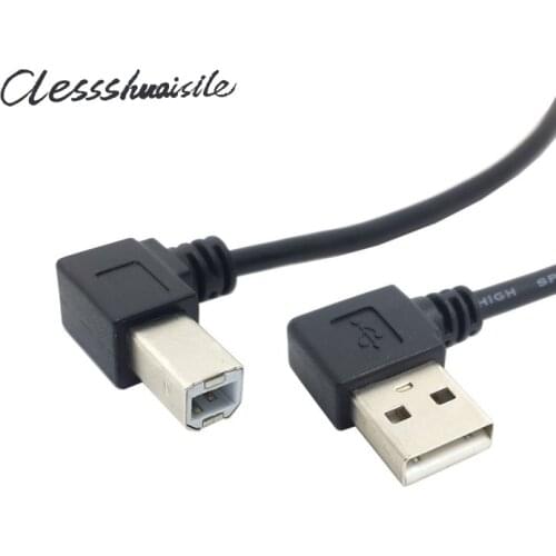 Left Angled USB 2.0 A Male to Left Angled B Male 90 degree Printer Scanner Cable 20cm