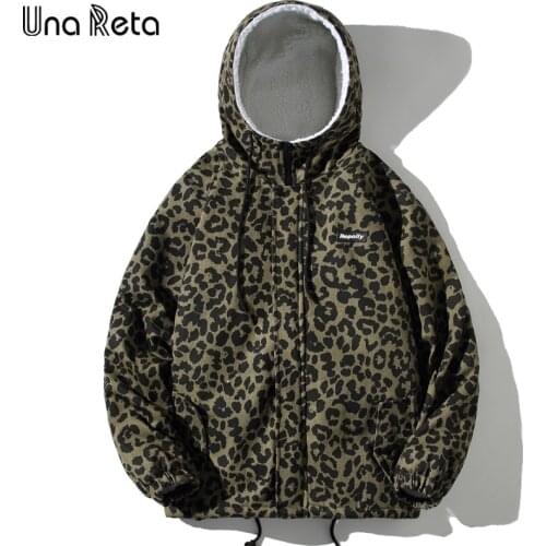 Una Reta Plus Cotton Mens Coat Winter New Zipper Parka Coat Men Clothing Long Sleeve Leopard Mens Jacket Coat