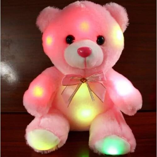 Stuffed Animals Bear LED Flash Light Plush Luminous Cute Bear Panda Doll Plush Toy Kid Gift