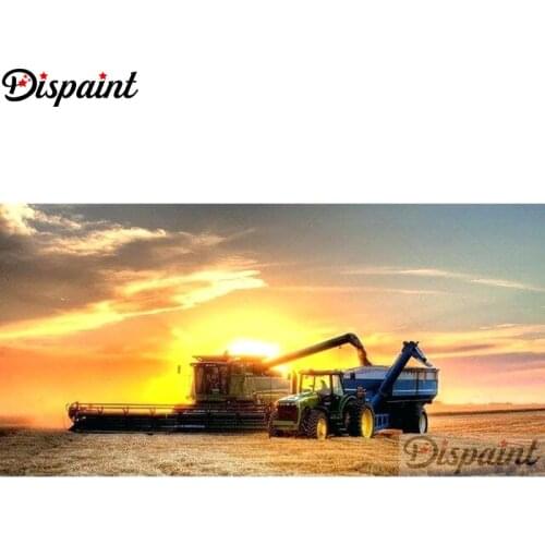 Dispaint 5D Diamond Embroidery Needlework Kit "Sunset tractor harvester"Diy Diamond Painting Cross Stitch Home Decoration A27716