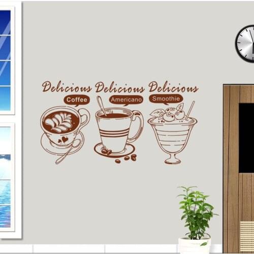 Coffee Shop Sticker Bean Milk tea Decal Cafe Cup Vinyl Art Wall Decals Decor Mural Decoration Break Coffee Glass Decals CA1001