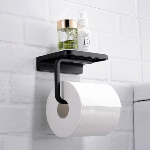 Wall Mounted Bathroom Tissue Rack Toilet Roll Hanger Shelf Practical Kitchen Punch-free Paper Holder Can Put Cell Phone Plants