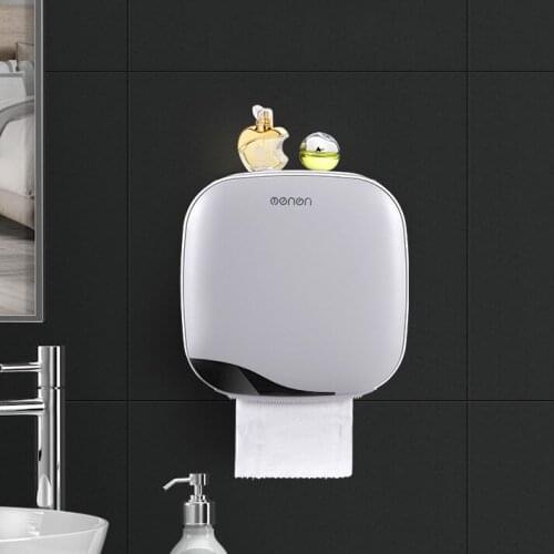 Wall Mount Toilet Paper Holder Shelf Tissue Box Waterproof Toilet Paper Tray Roll Paper Tube Bathroom Storage Box Organizer