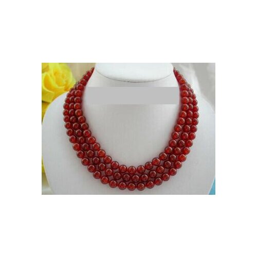 Natural 3 Rows 8mm Purple Jasper Gemstone Necklace 17-19" AAA