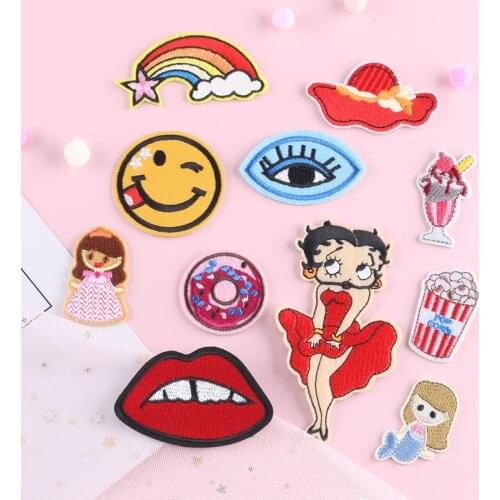2021 New Computer Embroidery Clothing Accessories Ice Cream Girl Rainbow Patch Embroidered Cloth Stickers