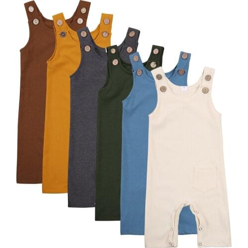 New Baby Sleeveless Solid Color Romper Jumpsuit Fashion Romper Jumpsuit for Kids Boys Girls