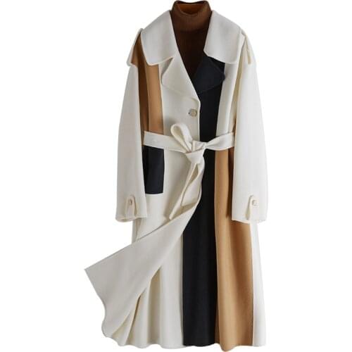 2021 Winter New Style Temperament Long Double-sided Ni Coat Slim Lace Tweed Coat Girl