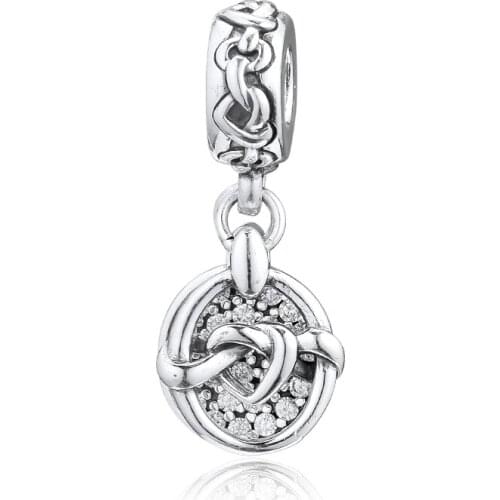 Charms 925 Silver Original Fit Pandora Bracelets Sterling Silver Knotted Heart Dangle Charm Beads for Women diy Jewelry