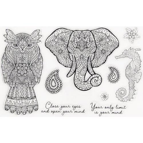 20x13cm Elephant Owl Transparent Seal Clear Stamps Silicone Seal TPR Halloween Christmas Roller Stamps DIY Scrapbooking Card