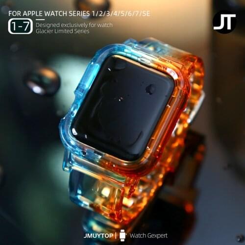 Newest Gradient color watch band for Apple Watch 6 SE 5 4 3 2 transparent Colorful Tpu case for Iwatch Strap 38 40 42 44mm