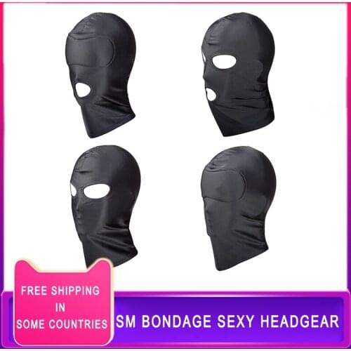 SM Adult Games Sex Toys for Couples SM Bondage Soft Sexy Head Mask Sex Headgear Erotic Toys Black Slave Restraint Hood Mask