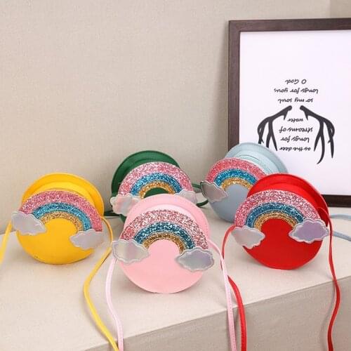 Lovely Baby Girls' Rainbow Coin Purse Fashion Children Round Crossbody Bags Cute Princess Small Handbag Accessories Shoulder Bag