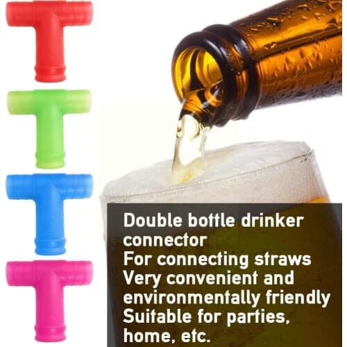 Straw Connector Double Bottle Drinker Connector Tee Drinking Snorkel Double Tool Beer Pipe Bar For Connecting Straws X3F9