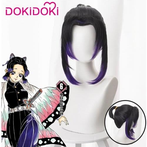 DokiDoki Anime Cosplay Wig Demon Slayer: Kimetsu no Yaiba Kochou Shinobu Cosplay Wig Women Black Purple synthetic Hair Shinobu
