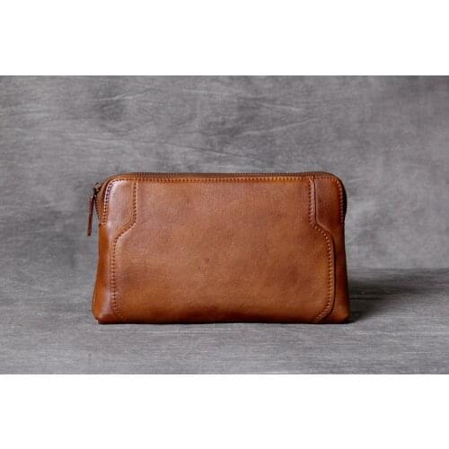 Genuine Leather Oxhide Clip Vintage Men Card Holder Multi-function Document Bag Crazy Horse Style Top Layer Leather Mens Clip