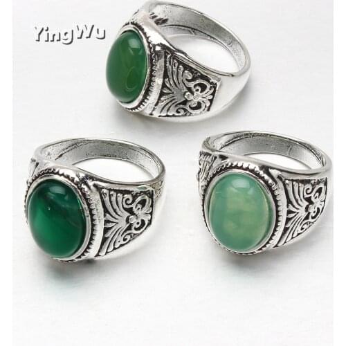 Yingwu Natural Stone Rings Aventurine Gem Stones Healing Reiki Chakra Beads Ring 17-19mm Sizes 20pcs Lot