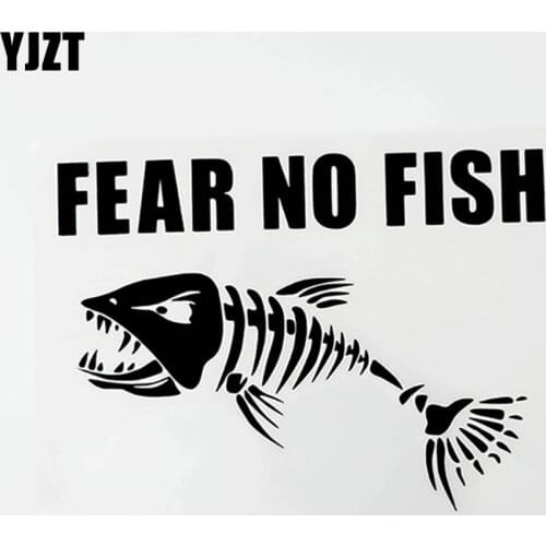 YJZT 18.5CM×13.5CM For Animal Fear No Fish Vinyl Car Window Sticker Decal Black/Silver 8C-0532