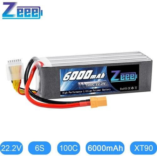 Zeee Lipo Battery 22.2V 6000mAh 100C XT90 Plug 6S RC Lipo Battery for Drone Racing FPV Helicopter Car Boat Truck