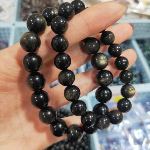 Gold Obsidian Bracelet Men Black Natural Stone Beaded Women Men Braslet For Male Yoga Hand Jewelry Accessories Wristband