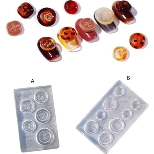 1Pc Nail Art Decoration Mold 3D Silicone UV Nail Art Template Button Pattern Decals Nail DIY Mould Kit for Girl