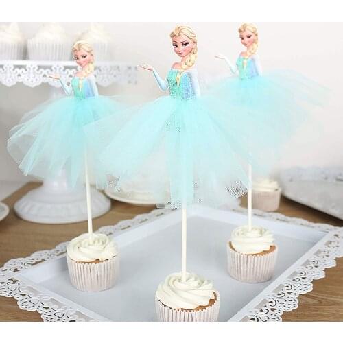 1Pcs/lot Disney Elsa Anna Princess 13cm cake Toppers Girls Birthday Cake Accessories Cake Topper Party Decor Suppliy