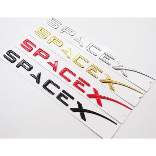 1pcs Tesla ABS 3D SPACEX Car Rear emblem logo letter sticker Rear tail door trunk sticker car rear sticker styling Accessories