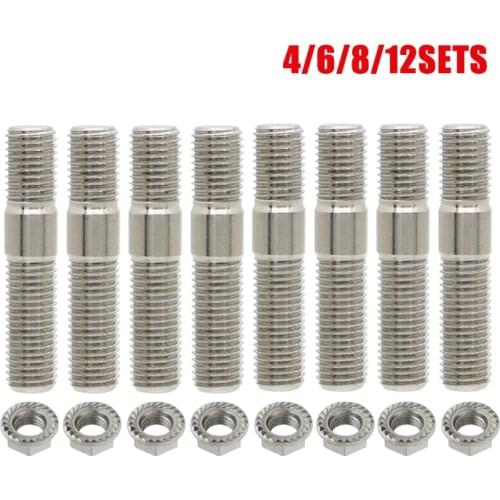 10mm M10 x 1.25 Exhaust Studs Serrated Nuts Bolts Screws Stainless Steel Manifold Flange Stud w/ Nut For Honda Toyota Nissan Car