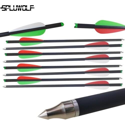 12PCS New Style Bow Arrows With Transparency Green Nock Crossbow Bolt Carbon Arrow Bolts for Crossbow Shooting Hunting