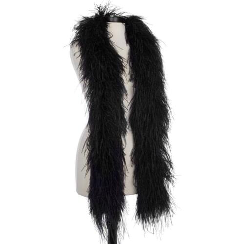 2 meters 26ply Black color ostrich feather boas