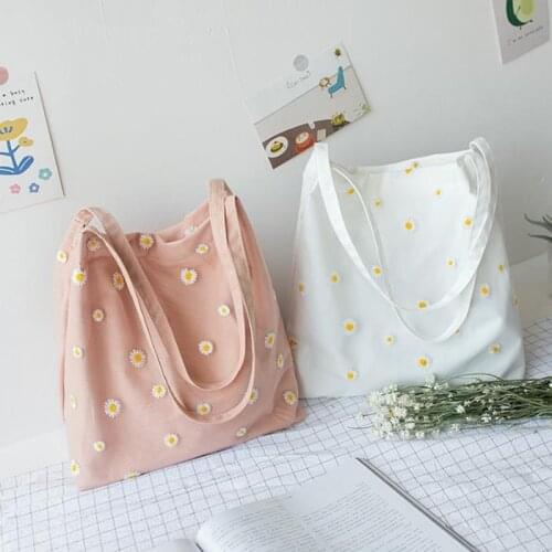 2021 New Mesh Daisy Double Layer Canvas Shoulder Bag Korean Ins Lace Small Square Bag