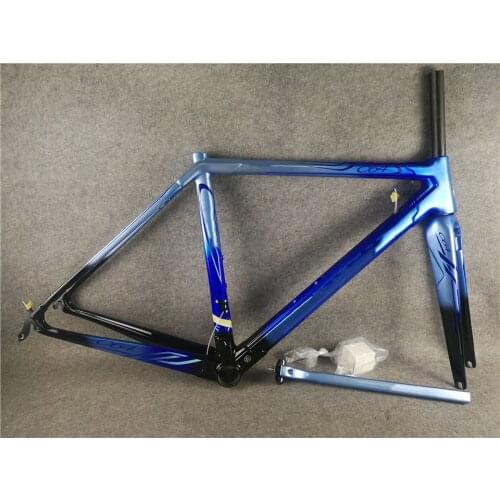 2021 New Color Blue-Black Glossy V Brake C64 Carbon Road Frame Carbon Fiber Frames Bike Frameset BB386