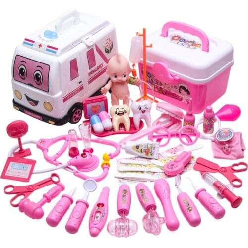 35/45 Pcs Girls Role Play Doctor Game Medicine Simulation Dentist Treating Teeth Pretend Play Toy For Toddler Baby Kids