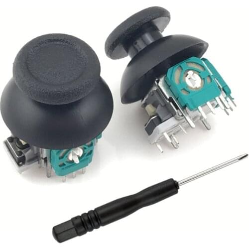 3D Analog Axis Module Potentiometer Black Joystick Thumbsticks Silicone Cover Screwdriver Replacement Kits for Playstation 4 PS4