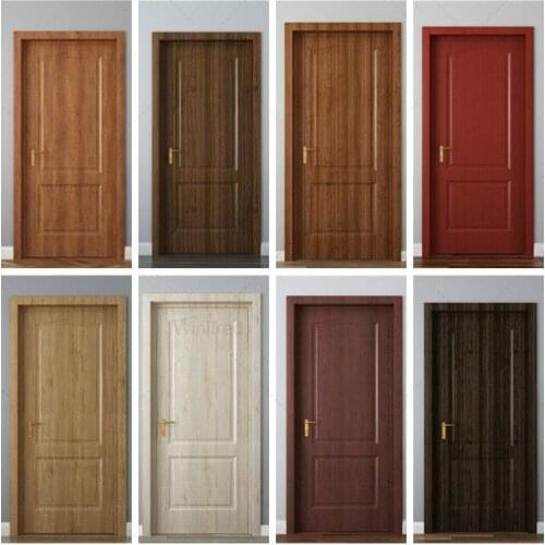 3D Door Sticker Wallpaper Wood Stripe Pure Color Home Decorative Pvc Self-Adhesive Peel Wallpaper Renovation Sticker for Door