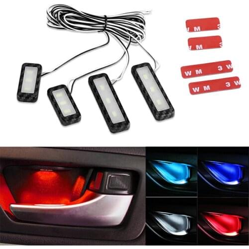 4PCs Set Bowl handle Armrest Light Car Door Interior Light LED Atmosphere Light Auto Interior Door Light Decorative Lamp