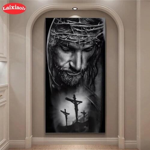 5D DIY Diamond Embroidery Black and white art, religious jesus Picture Diamond Painting Cross Stitch Mosaic New Arrival Wall Art