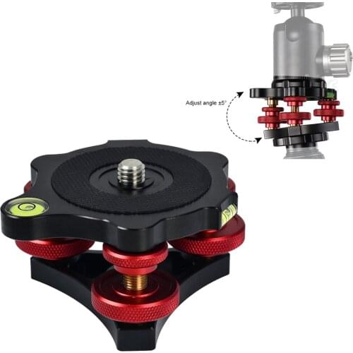 Aluminum CNC 3/8" Screw Precision Leveling Base Tripod Head Plate with 3 Adjustment Dials for DSLR Camera Tripod Monopod