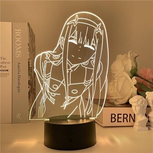 Anime Zero Two Acrylic Figure Table 3d Lamp Led Night Light Cute Girls Bedroom Lamp Usb Gift Darling In The Franxx Zero Two Lamp