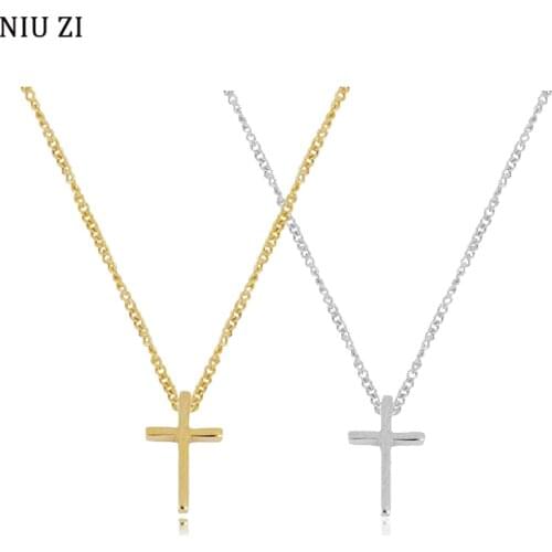 Gold Silver Color Drop Necklace For Women Cross Shape Chain Necklace Couple Pendants Minimalistic Female Jewelry Sets Wholesale