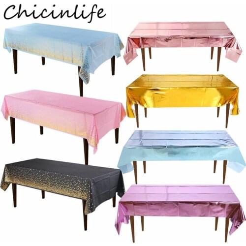 Chicinlife 1Pcs Rosegold Tablecloth Wedding Birthday Party Dot Disposable Table Cover Baby Shower Kids Adult Birthday Supplies