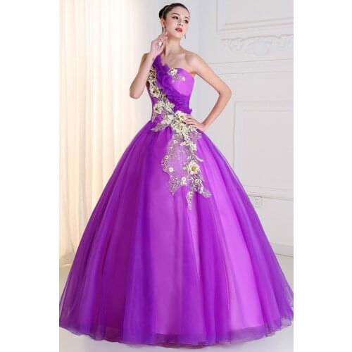 Purple single shoulder applique lace embroidery beading ball gown medieval Renaissance Gown princess dress VictorianBelle Ball