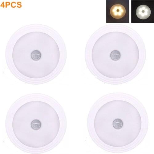 4PCS 6 LEDs Infrared PIR Motion Sensor Night Light Wardrobe Closet Lamp Wireless Motion Sensor Night Lamp Under Cabinet Light