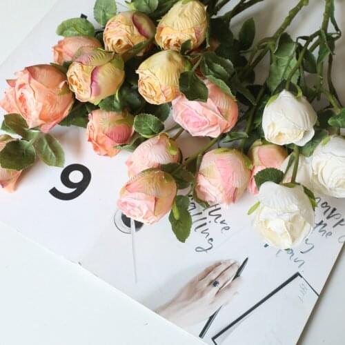 5 Heads Burning Roses Artificial Flowers INS Trend Retro Home Living Room Garden Decoration Simulation Fake Flowers