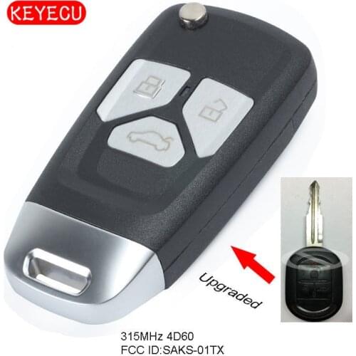 Keyecu Upgraded Flip Remote Key Fob 315MHz 4D60 Chip for Chevrolet Optra FCC ID: NYOSAKS-01TX