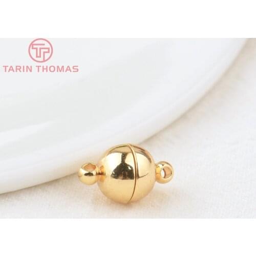 6 Sets 6x11MM 8x13MM 24K Gold Color Brass Magnetic Bracelet Clasp Beads High Quality for Diy Jewelry Making Findings Accessories