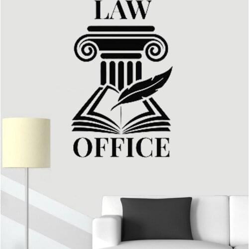 Wall Stickers Law Firm Office Decor Feather Lettering Decal Window Decoration Art Sign Mural Open Book O19