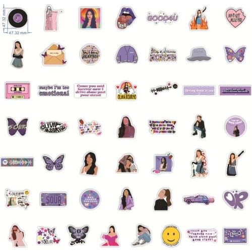 10/50pcs Hot Singer Olivia Rodrigo Sour Stickers For Car Laptop PVC Backpack Water Bottle Pad Bicycle waterproof Decal