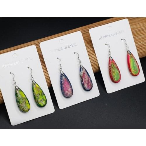 Natural Agates Stone Pendant Earrings a Pair Fashion Emperor Stone Errings for Women Jewelry Earrings Exquisite Gift 28x35mm